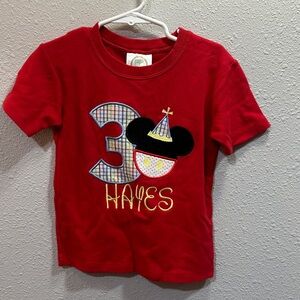 Blanks Boutique Mickey Mouse appliqué 3rd birthday HAYES shirt 4T